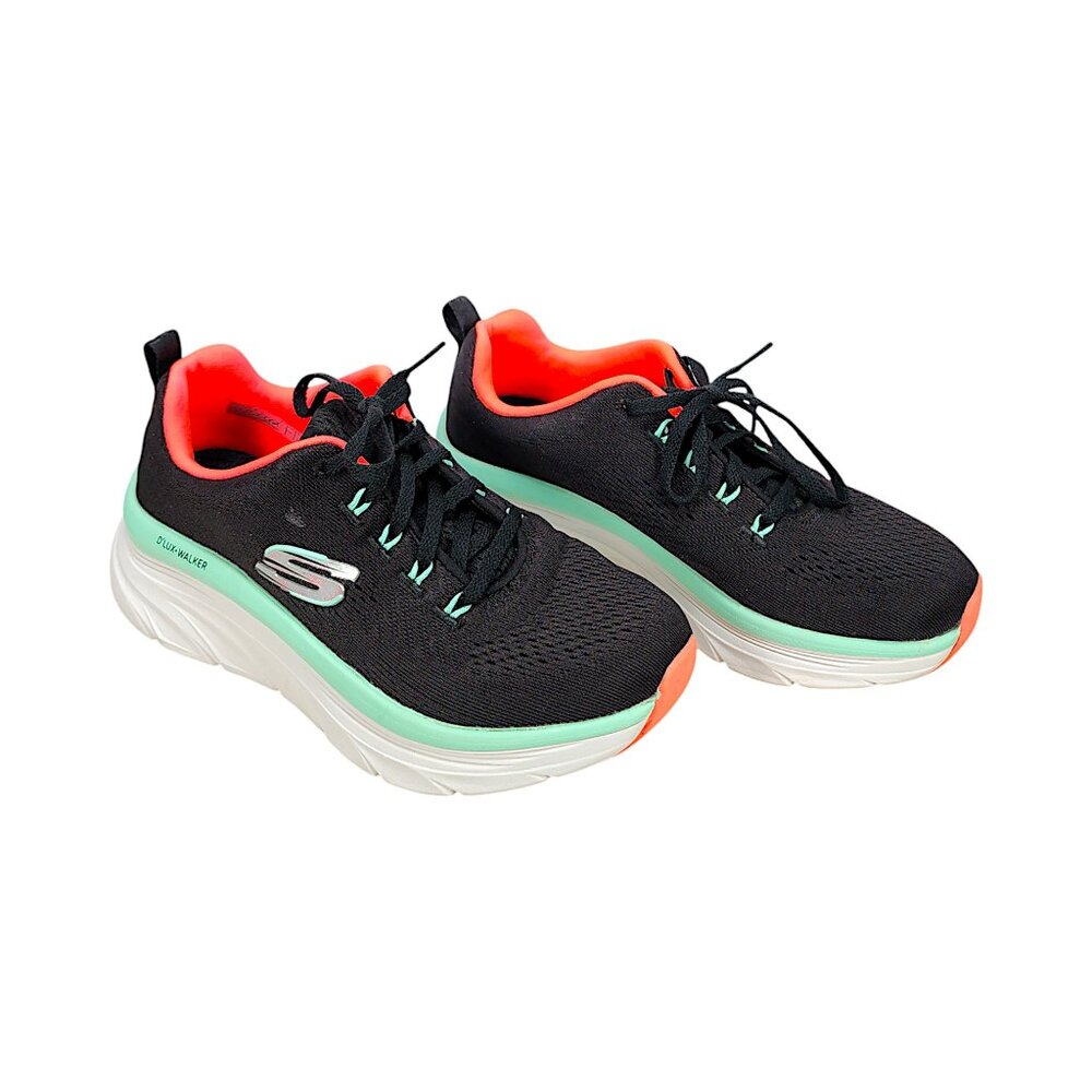 Skechers Shoes Womens 6.5 D'Lux Walker Sneakers Black Mint Lace Up SN 149368